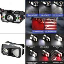 1 đèn pha cảm biến COB+LED siêu sáng đa chế độ có thể sạc lại bằng USB Đèn pha cảm ứng thông minh dùng cho cắm trại, câu cá, tìm kiếm - Nhiều màu - Xem 5