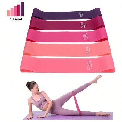 5pcs/Set Gradient Pink Resistance Bands Weight Strength Training Fitness Glute Booty Bands For Squat Leg Workout