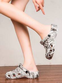 Unisex Couple Printed Fashionable Versatile Cute Creative Simple  Anti-Slip Quick-Drying Waterproof Beach Bathroom Seasons Daily Sandals, Summer - Black and Gray - View 10