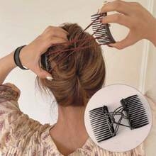 1pc Magic Hair Comb, Elastic Double Comb, Adjustable Tension Hair Clip, Seamless Hair Accessory For Women,Festival,Party - Multicolor - View 2