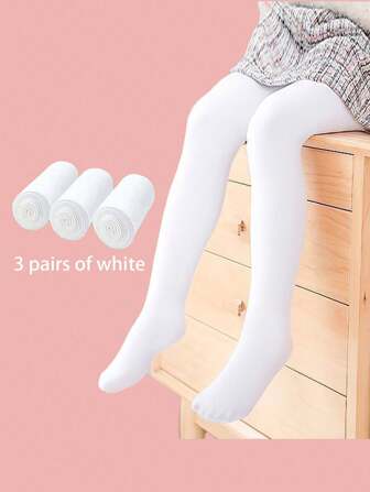 3pcs Girls White Ballet/Dance Tights/Pantyhose