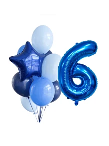 8 件/套 32 英寸（约 80 厘米）深蓝色数字 0-9 气球、18 英寸深蓝色五角星铝箔气球、10 英寸蓝色乳胶气球、生日、周年纪念、洗礼、海洋主题派对装饰 - 深藍色 - 查看 17