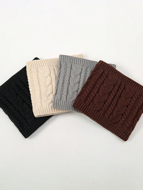 1pc Men's Knitted Fleece Braided Neck Warmer, Windproof & Warm, Suitable For Daily Wear, Autumn/Winter