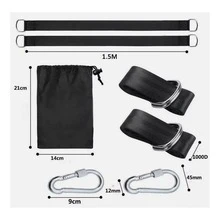 2x Hammock Attachment Tree Swing Hanging Chair Hanging Set 500kg Load Capacity Polyester 150cm*5 - Black - View 2