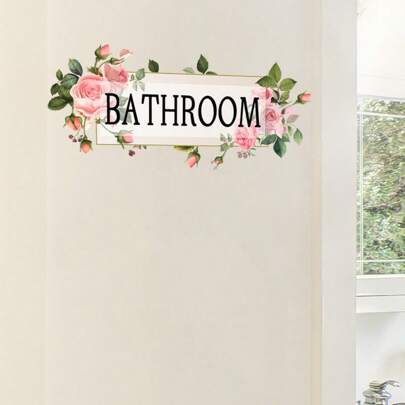 1pc English Floral Sticker, Home Wall Decor