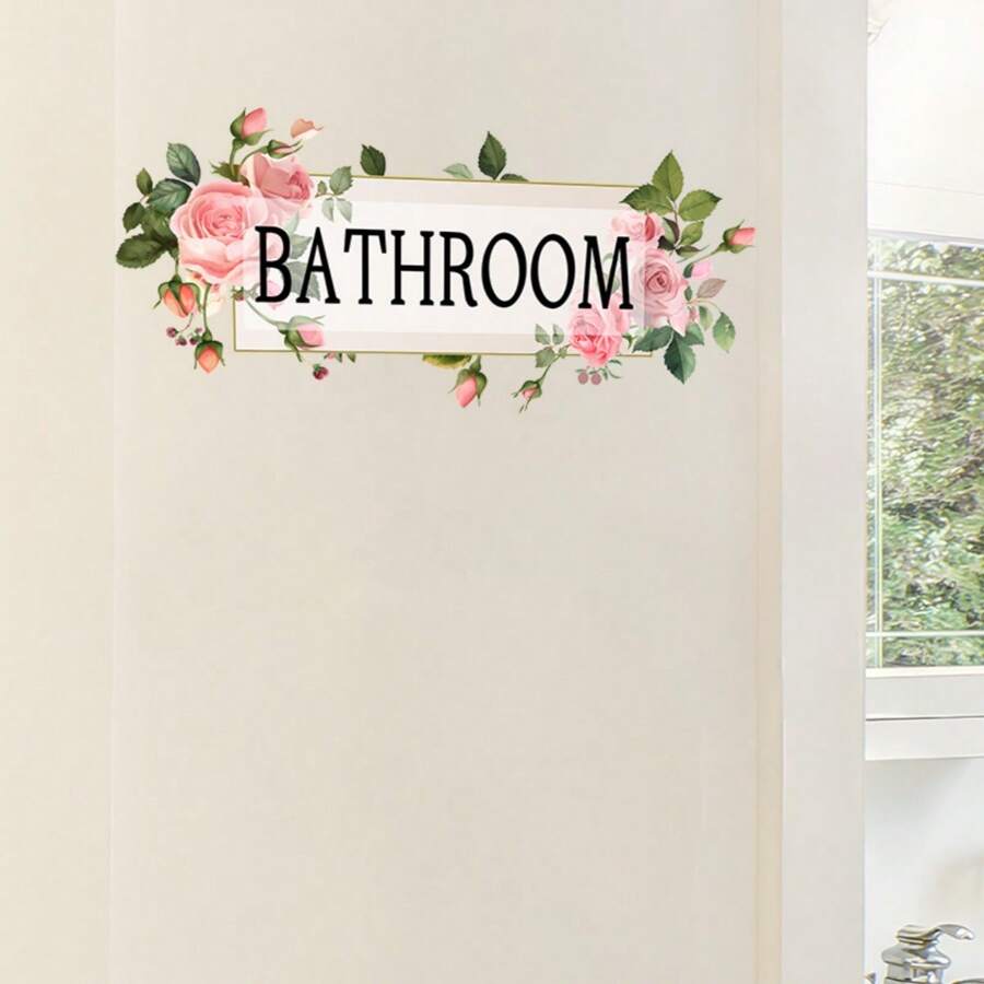 1 pieza Pegatina floral inglesa, decoración de pared del hogar - Multicolor - Ver 1