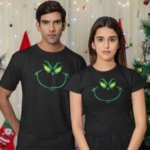 Green Christmas Lady Short Sleeve T-Shirt Who's Angry Grinchmas - Black - View 4