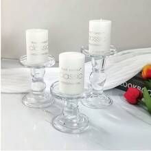 Suport de lumânare din sticlă transparentă, lumânare parfumată cu design în spirală, accesoriu de decorare fotografică pentru fotografiere și stilizare pe masă - alb - Vizualizare 6