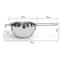 Lecute Olla Fusion acero inoxidable derretir chocolate velas dulces recipiente multiusos cocina fundidor baño maría hogar resistente duradero fácil limpieza utensilio práctico alimentos repostería - Plateado - Ver 3
