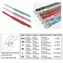 Pet Dog Collar Adjustable Leather Neck Strap Supplies PU Leather Punk Rivet Spiked Dog Collar Pet Collars For Small Medium Sized Dog, Large Dog Cat - Multicolor - View 10