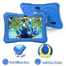 A 7-Inch Tablet With A Rugged Case, Controls, Pre-Installed Apps And Free Games, Suitable For Learning And Education, WiFi Support, And A Camera. - Blue - View 2
