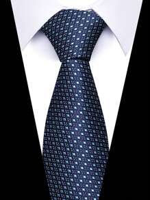 AlanKing 1pc Men's Dark Blue Plaid Striped Paisley Necktie Formal And Party Accessories For Men's Gift Men Necktie