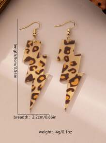 1对嘻哈风格闪电豹纹耳环（不含卡礼盒） - 彩色 - 查看 6