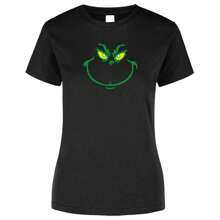 Green Christmas Lady Short Sleeve T-Shirt Who's Angry Grinchmas - Black - View 2