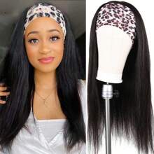 Headband Wig Human Hair Straight Wave For Women Brazilian Virgin Remy Hair Glueless Full Machine Made None Lace Front Wigs