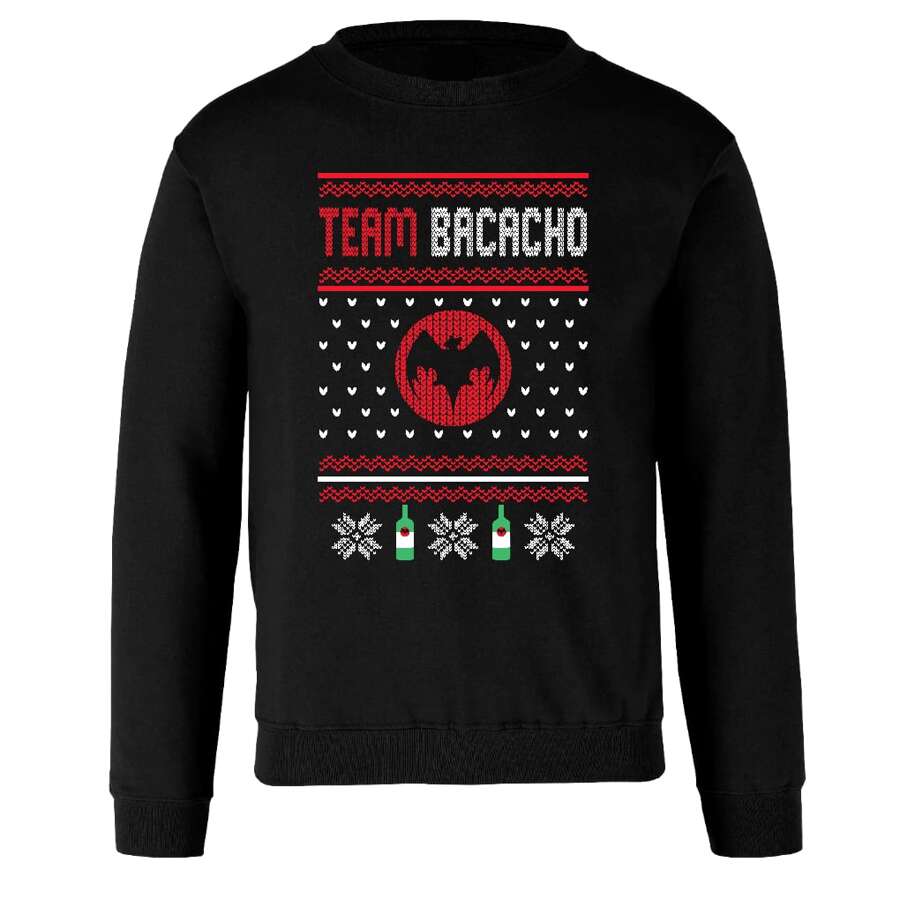 SUDADERA HOODIE CREW NECK UGLY SWEATER NAVIDAD REGALO POSADA BACARDI BACACHO - Negro - Ver 1