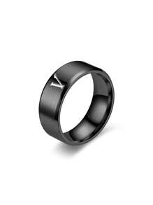 Hombres 1 pieza Anillo con estampado de letra - Negro - Ver 12