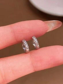 1 Pair S925 Sterling Silver 6-10mm Crystal Round Earrings, Elegant Jewelry Gift For Women, Party, Birthday, Date Night - Full Diamond Earrings - View 4