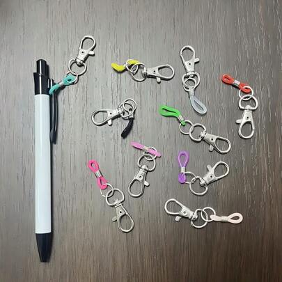 5pcs/10pcs Colorful Pen Holder Clips With Silicone Grips, Metal Lobster Clasp Attachments For Nurse Badge Reels And Lanyards Back To School