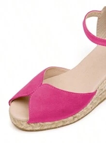 KatchMe Women's Open Toe Ankle Strap Woven Wedge,Perfect Gift For Girls,Fashion Female Heels For Indoor & Outdoor Wear,Walking Shoes For Women - Hot Pink - View 4