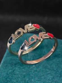 1 pieza Anillo con diseño de gota de aceite en forma de corazón romántico y elegante, regalo de pareja para mujeres para el Día de San Valentín, citas, propuestas de San Valentín, mamá, madre, Día de la Madre, regalo