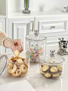 1pc/ Sealable Jar With Lid, Reusable Clear Plastic Sealable Jar With Cute Bear Shape Lid, Home Kitchen Food Storage Container For Kitchen Organisation And Storage, Perfect For Storing Snacks, Sweets, Tea, Nuts, Cereals And Coffee Beans.
