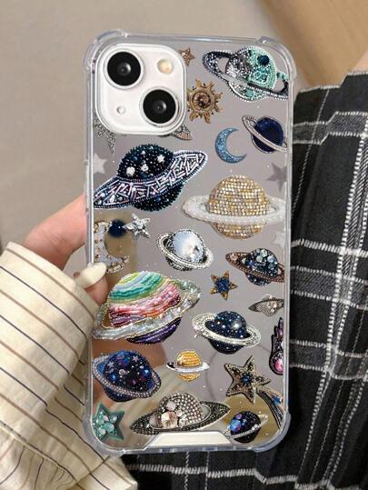 1pc Planet Design Acrylic Mirror IPhone Case
