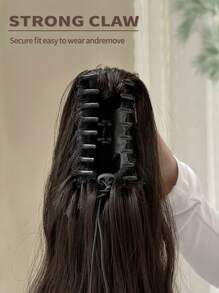 Claw Ponytail Extension Hair Dark Brown 24 Inch Long Water Wave Heat Resistant Fiber Synthetic Ponytail Hairpiece For Women Girls Daily Use - Brown - View 6