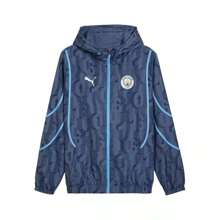Men's Navy Manchester City 2024/25 Pre-Match Anthem DryCELL Full-Zip Hoodie Jacket |  | Men Sports Jackets - Blue - View 1