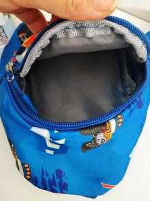 1pc S Mini Nylon Car Pattern Zippe R Closure Waist Bag/Coin Purse, Suitable For All Sea Sons School Bag - Blue - View 4