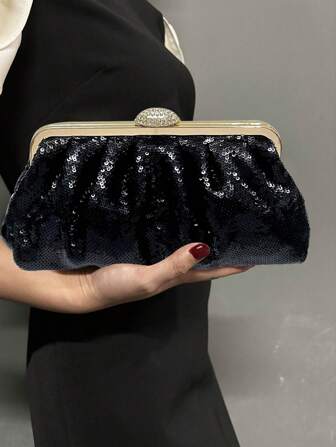 Sequin Sparkling Crystal Metallic Evening Clutch - Perfect For Party, Wedding, Prom, Dinner/Banquet, Matching With Wedding Dress, Formal Dresses, Prom Dress, Birthday Dress