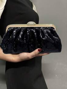 Sequin Sparkling Crystal Metallic Evening Clutch - Perfect For Party, Wedding, Prom, Dinner/Banquet, Matching With Wedding Dress, Formal Dresses, Prom Dress, Birthday Dress