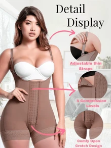 1PC Women Fajas Shapewear Bodysuit, Colombian Shapewear ,Recovery 4-Row Hooks Full Body Shaper,Tummy Control Jumpsuit, Firm Waist And Lift Buttocks,Suitable For Daily Wear Or Formal Occasions