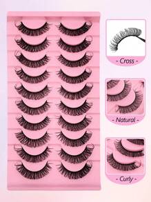 Rikuaild 10 Pairs D Curl Russian False Eyelashes, Natural Lengthening & Volumizing, Fluffy Criss-Cross 3D Effect, New Design - 交叉款 - 查看 7