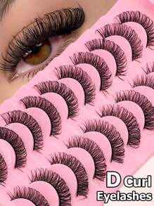 Rikuaild 10 Pairs D Curl Russian False Eyelashes, Natural Lengthening & Volumizing, Fluffy Criss-Cross 3D Effect, New Design - 交叉款 - 查看 1