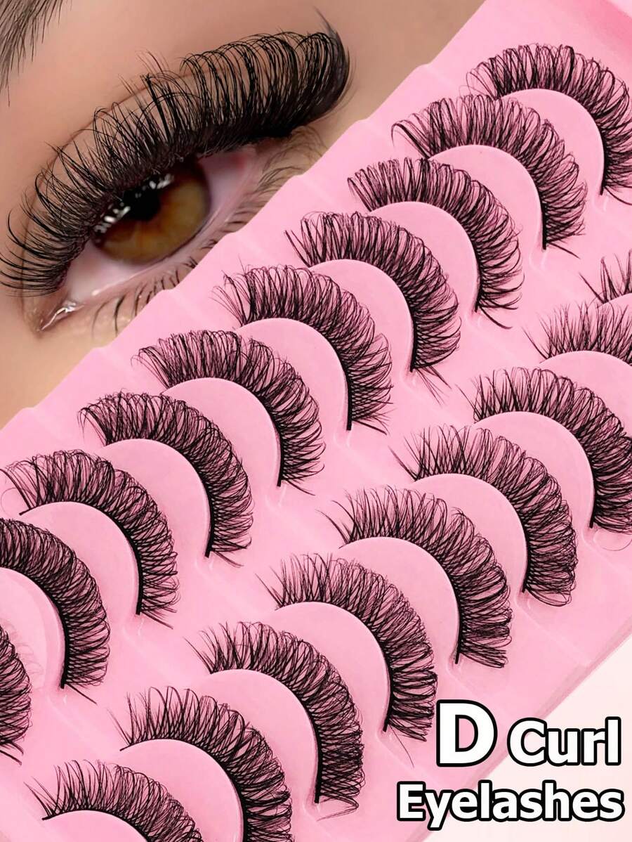 Rikuaild 10 Pairs D Curl Russian False Eyelashes, Natural Lengthening & Volumizing, Fluffy Criss-Cross 3D Effect, New Design - 交叉款 - 查看 1