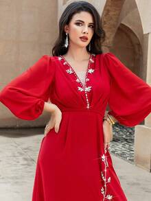 Elegant Black Nida Crepe Kaftan With Handcrafted Crystal Beadwork – Perfect For Festive Gatherings And Home Parties, Modest