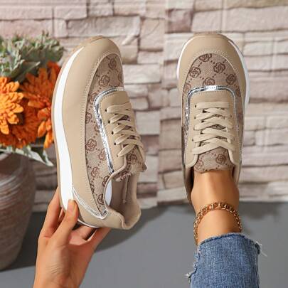 2024 Autumn Oversized Women Casual Sneakers, Foreign Trade Plus Size Ladies Fashion Floral Patterned Shoes European Style Comfortable Sports Running