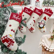 Custom Large Christmas Stocking Gift Bag, Santa Claus Snowman Candy Gift Stocking, Tree Decorations, Family Holiday Christmas Party Decorations, Holiday Gift Storage, Christmas - Multicolor - View 1