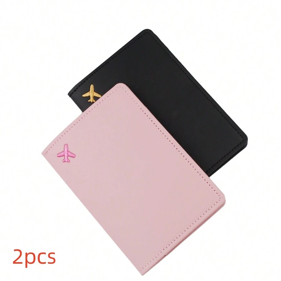2 件/套 刺绣 时尚轻质 PU 皮革 简约风格 时尚纯色护照夹 适合旅行、飞行、返校、学生、男女通用 夏季旅行必需品 健身学校用品 露营 度假必需品 度假配件 旅行配件 邮轮 - 彩色 - 查看 1