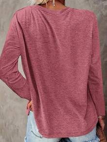 Spring Plus Casual Long Sleeve Women Tops Sweatshirt - Pink - View 2