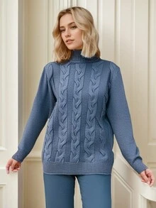 Jesienne i zimowe zagęszczone ciepłe smażone ciasto skręca dzianiny damskie Senior Sense Lazy Wind Loose Sweter