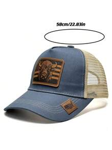 1pc Cow Print Baseball Cap - Unique Leather Patch Design, Breathable Mesh Back, Quick Closure, Suitable For All Seasons, Hand Wash Recommended - Casual Outdoor Style,Summer,Beach,Hat - Bull - View 6