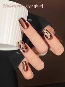 1 瓶 12ml 6 色磁力猫眼凝胶，超闪亮浓密磁粉玻璃珠猫眼指甲油，磁力变色龙鳞效果 - 可浸透 UV LED - 沙龙品质美甲 - 銅色 - 查看 6