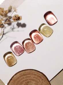 1 瓶 12ml 6 色磁力猫眼凝胶，超闪亮浓密磁粉玻璃珠猫眼指甲油，磁力变色龙鳞效果 - 可浸透 UV LED - 沙龙品质美甲 - 銅色 - 查看 8