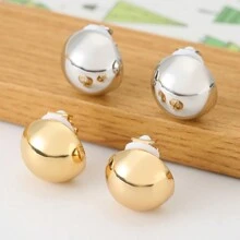 1pair Elegant High-End Lightweight Spherical Clip-On Earrings, Unique Round Design, Versatile Personalized Earring Clips