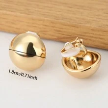 1pair Elegant High-End Lightweight Spherical Clip-On Earrings, Unique Round Design, Versatile Personalized Earring Clips