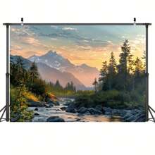 1 Stück Berg, natürliche Wildnis, Landschaftsszene, ländliche Kulisse, Fotohintergrund für Wohnzimmer und Schlafzimmer, Fotobox-Requisiten, Party-Banner, Party-Zubehör, Party-Dekoration, Geburtstags-Banner - Mehrfarbig - Übersicht 6