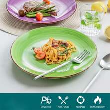 vancasso 6 Pcs Porcelain Dinner Plate, Poreclain Dinnerware Set, Mix Colour Plates, Bright Colour, Hand-Painted
