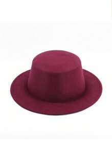 1pc Unisex Solid Color Felt Hat, Retro Gentleman British Style Flat Top Cap, Suitable For Autumn/Winter, Formal Events, Parties, And Casual Daily Wear